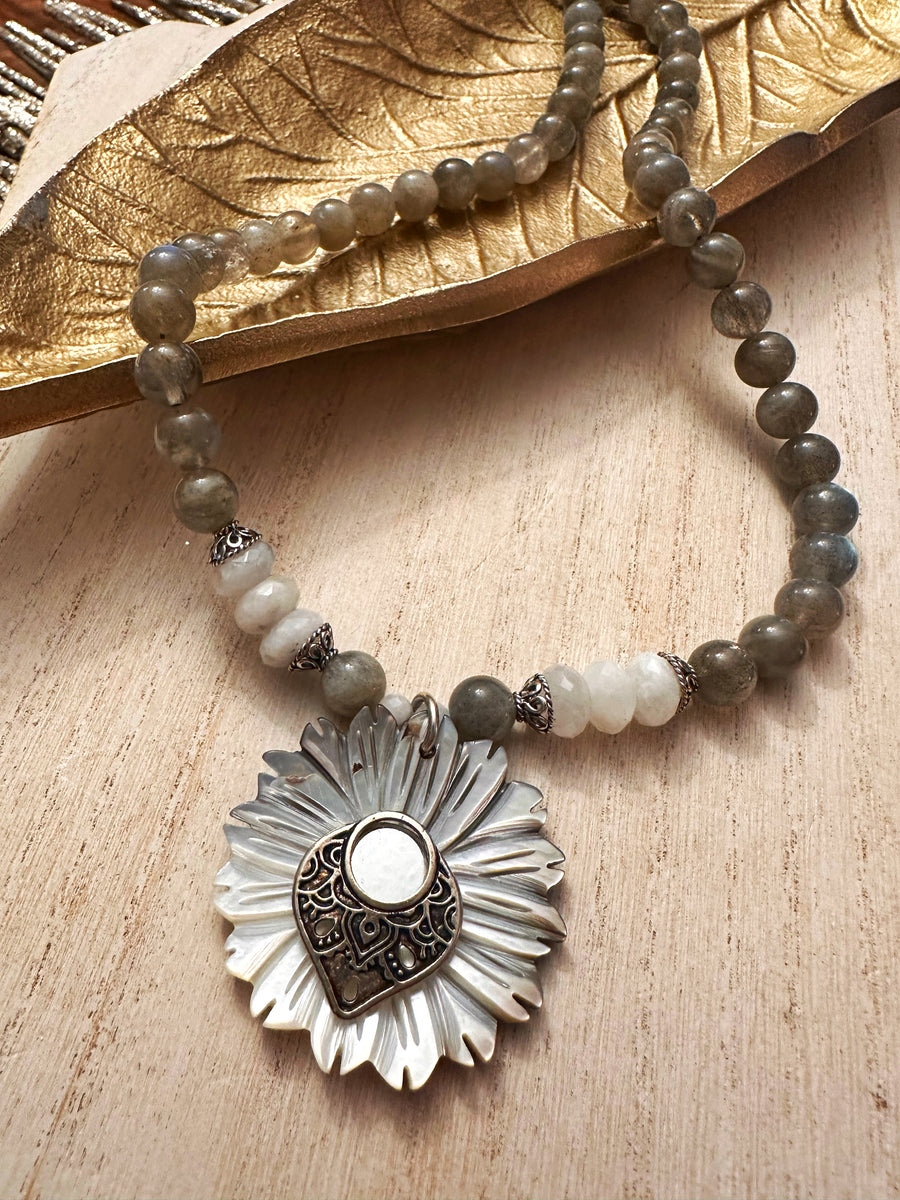 Labradorite and Moonstone Mirror Necklace