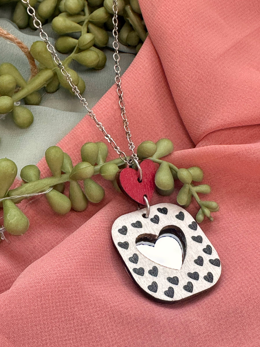 Polk A Dot  & Heart Mirror Necklace