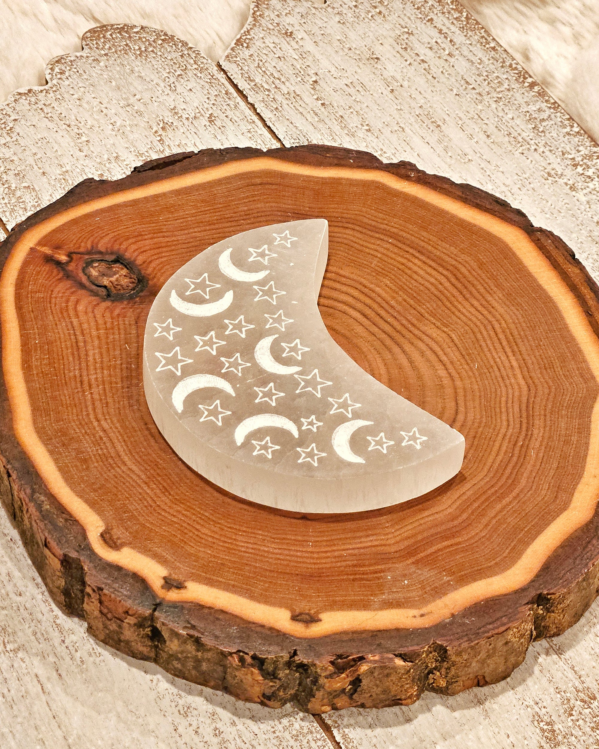 Carved Selenite Moon