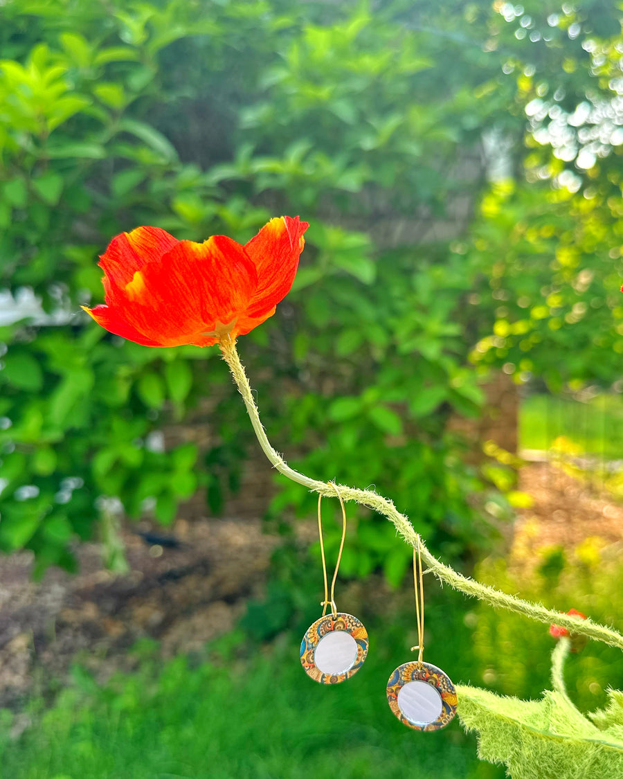 Sun Flower Burst Mirror Earrings