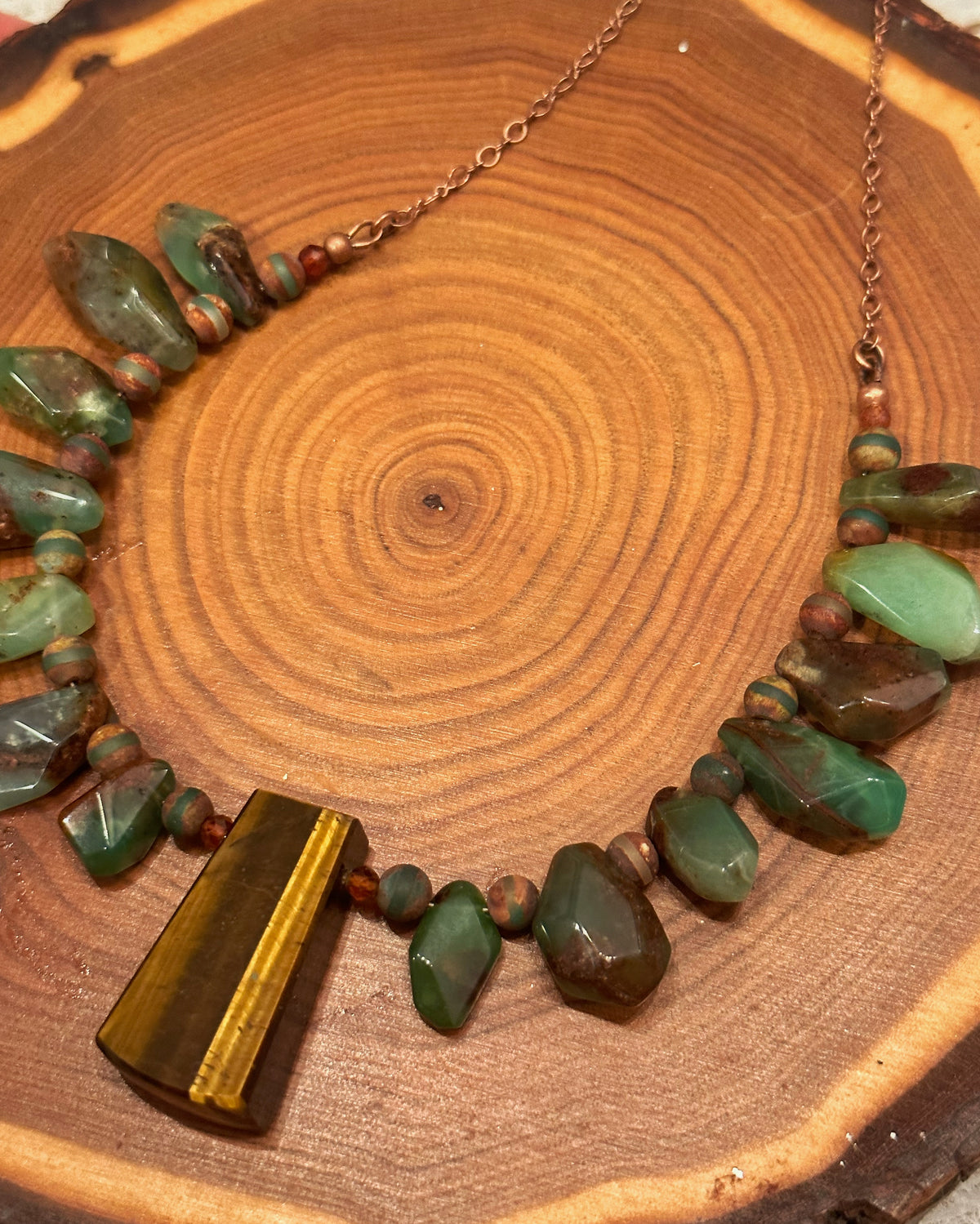 Tigers Eye Rustic Chrysoprase Necklace