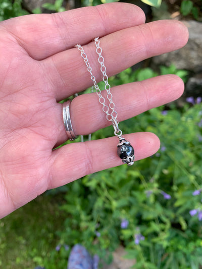 Hematite Sterling Silver Drop Necklace
