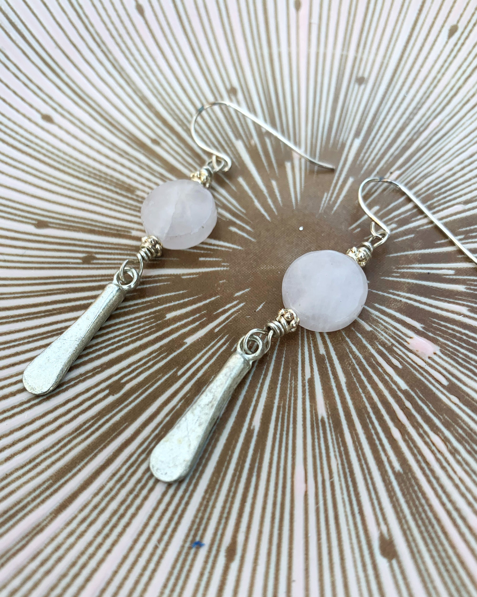 Rose Quartz Disk Earrings