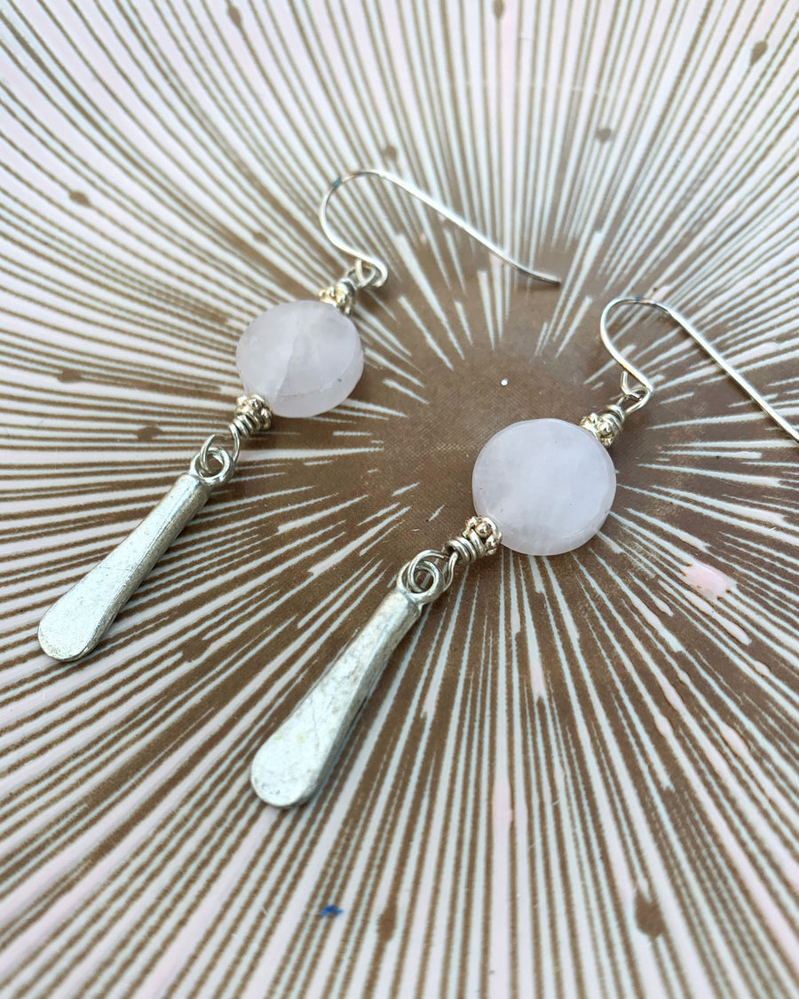 Rose Quartz Disk Earrings
