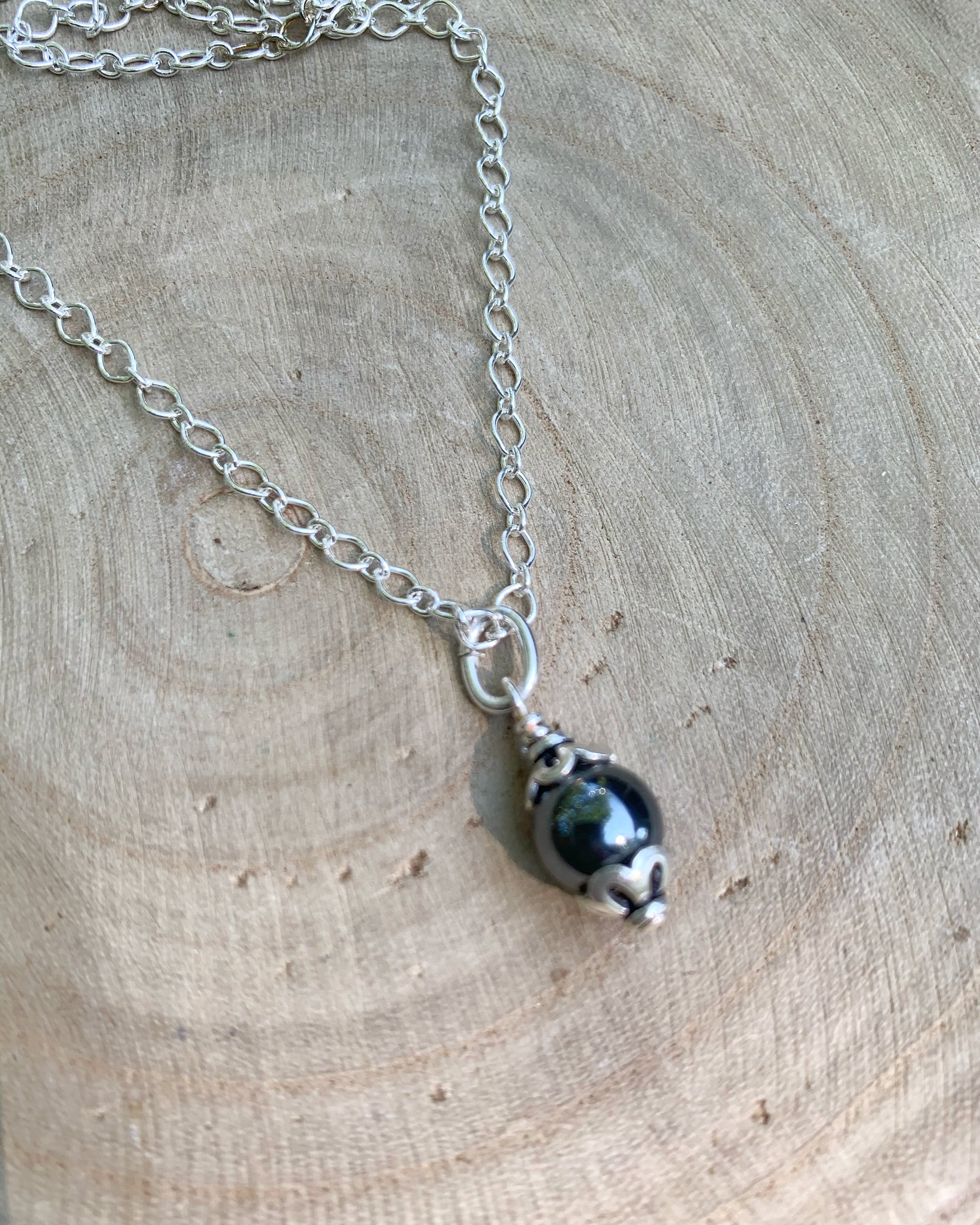 Hematite Sterling Silver Drop Necklace