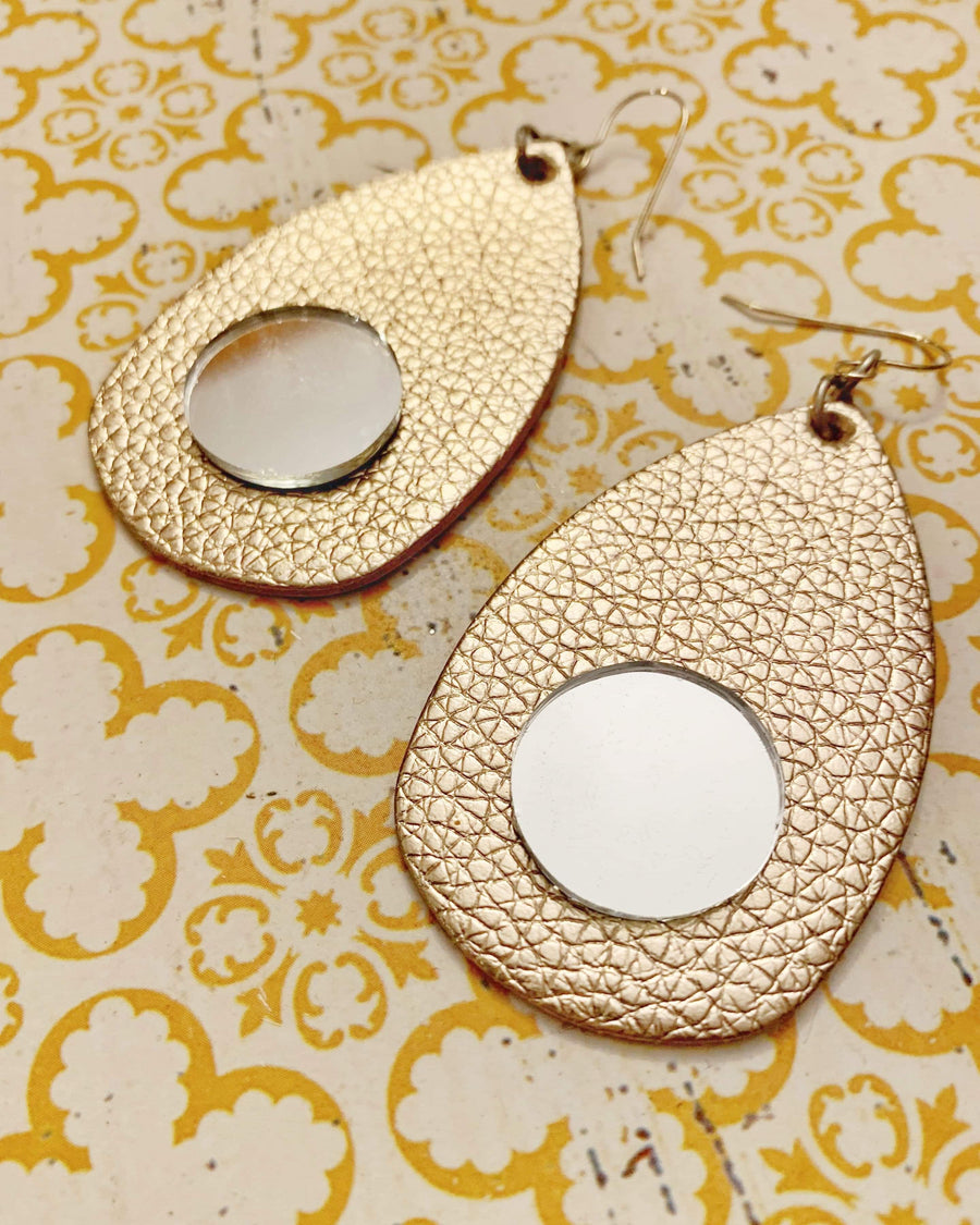 Rose Gold Dust Mirror Earrings