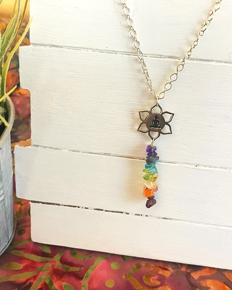 Lotus Buddha Chakra Necklace Sterling Silver