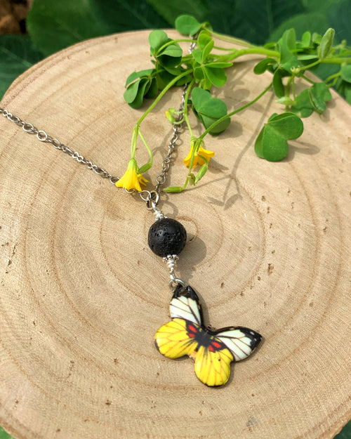 Yellow Butterfly Aromatherapy Necklace
