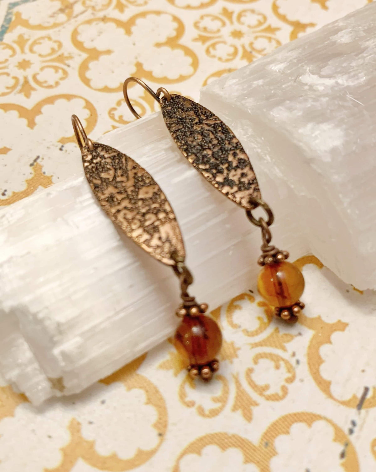 Copper and Carnelian Earrings