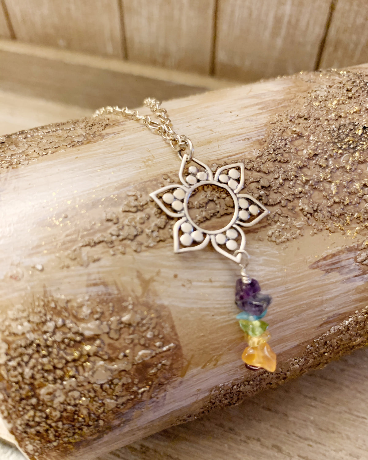 Lotus Fancy Chakra Necklace Sterling Silver