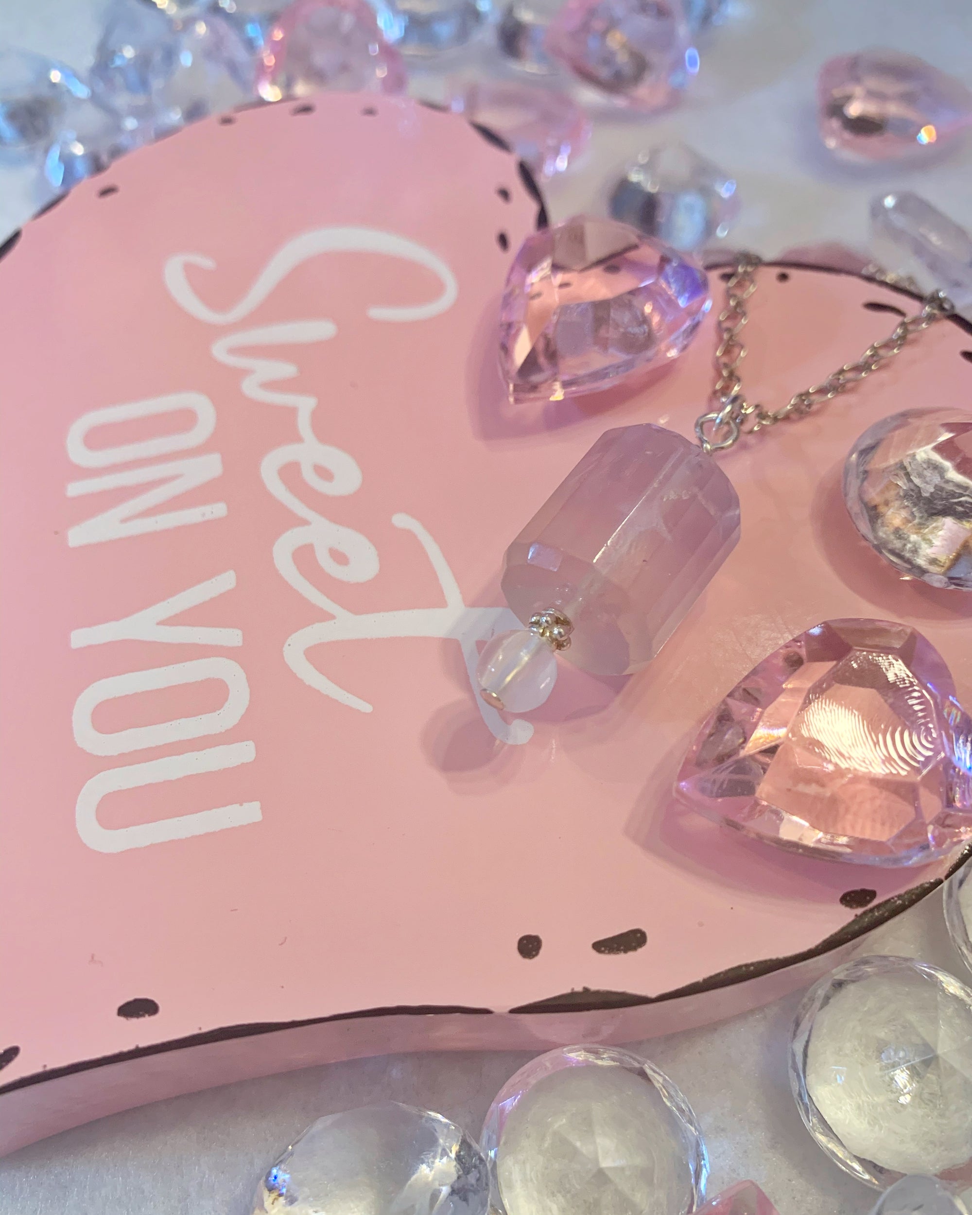 Rose Quartz and Selenite Sterling Necklace