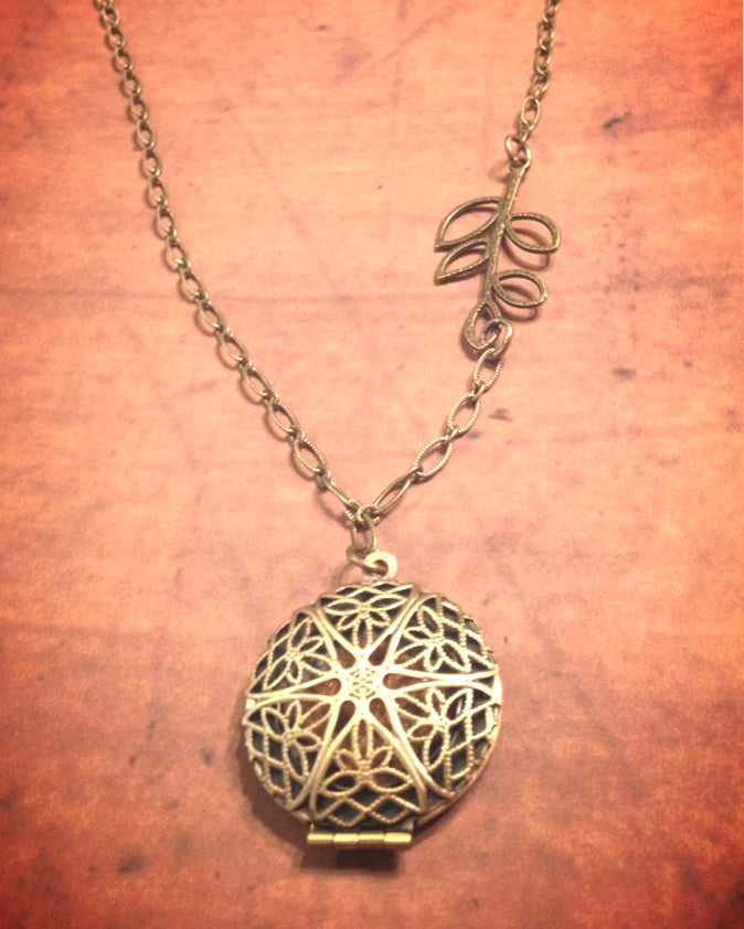 Antique Brass Aromatherapy Necklace