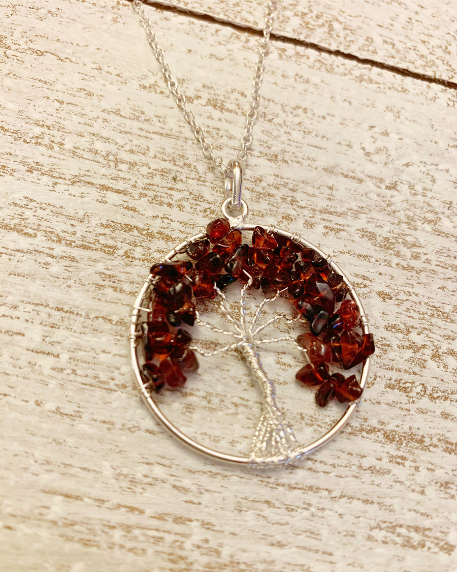 Garnet Tree of Life Necklace