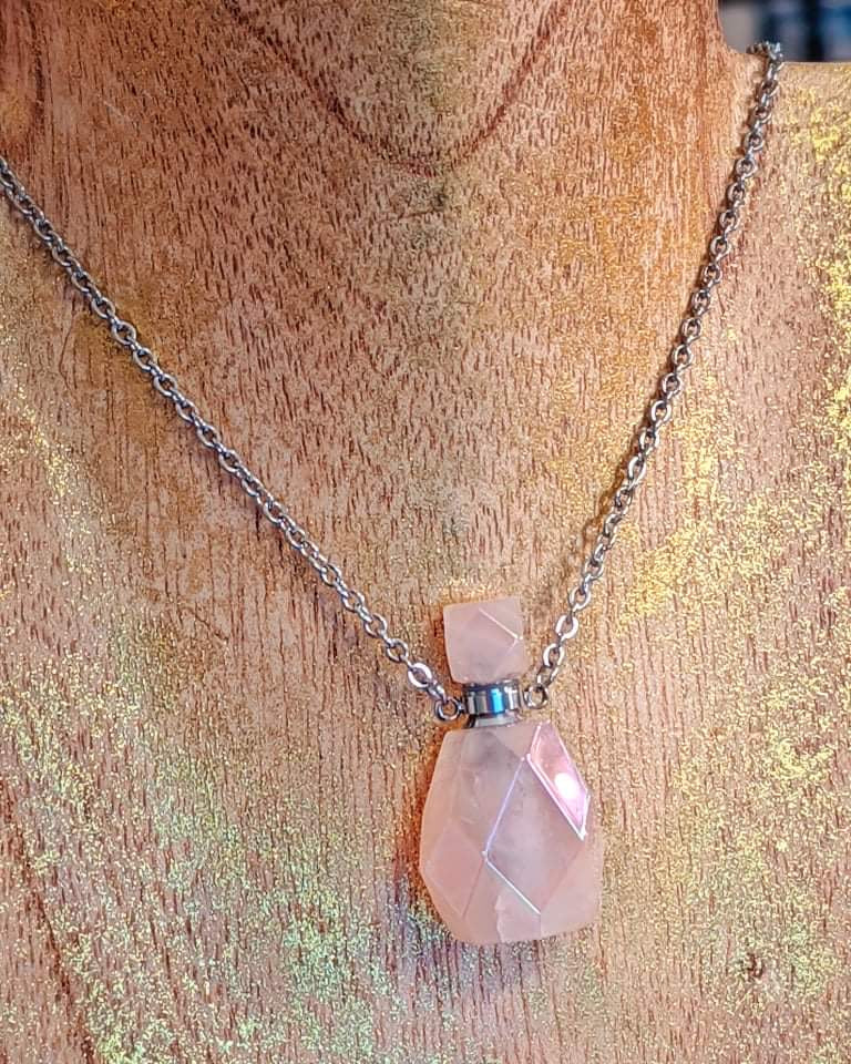 Aura Quartz Essential Oil Carrier Necklace