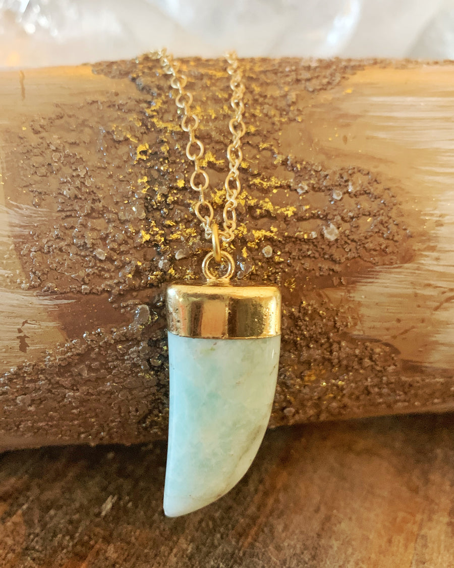 Amazonite Pendant Gold Necklace