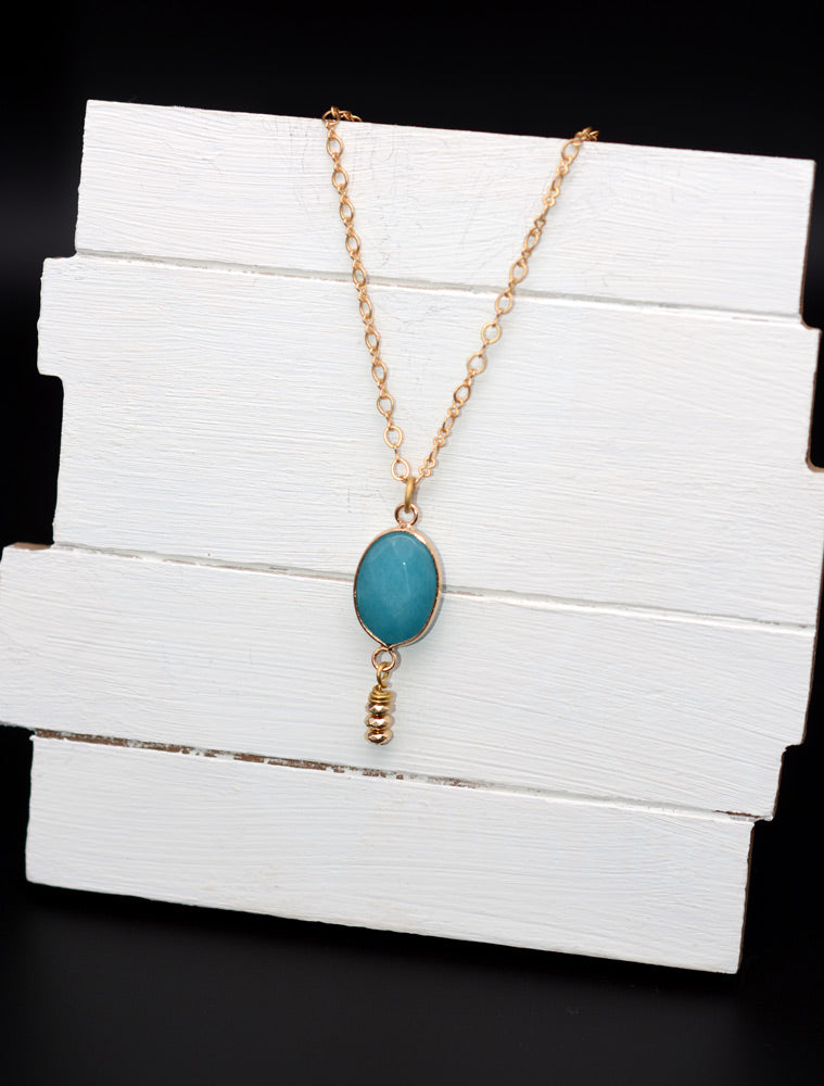 Blue Agate and Gold Necklace