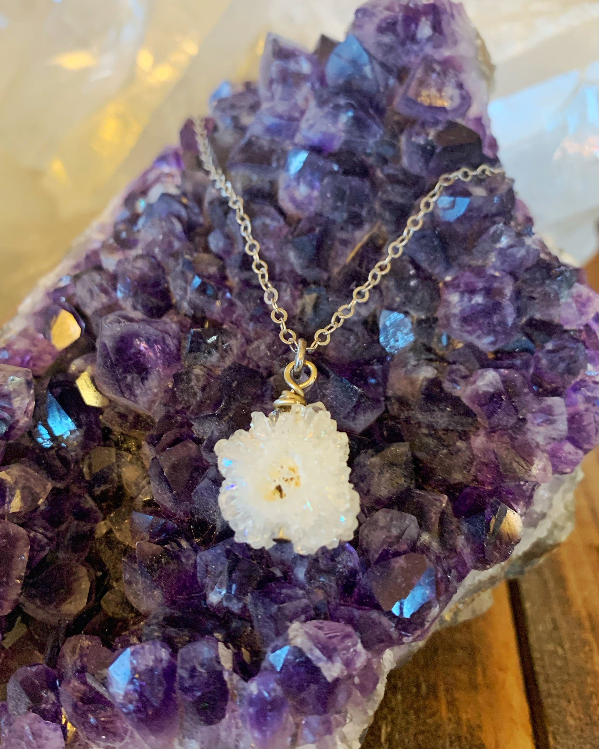 Druzy Quartz Aurora  Borealis Necklace