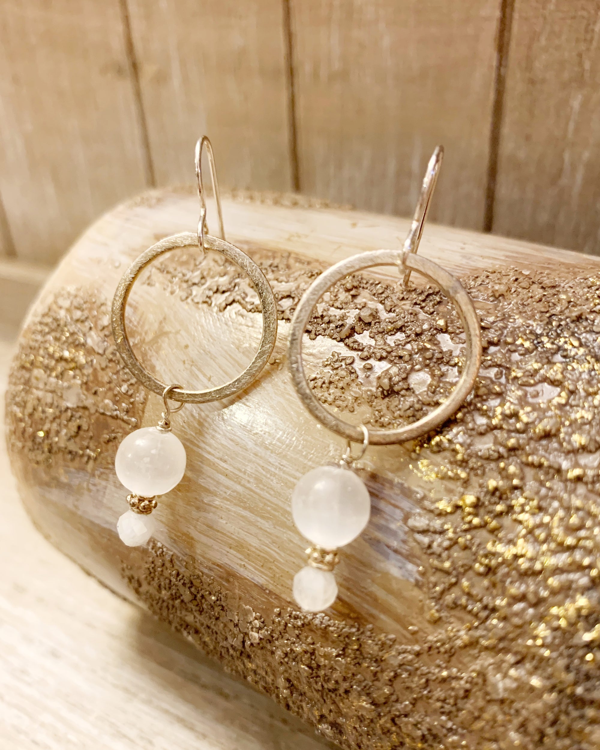 Moonstone and Selenite Earrings