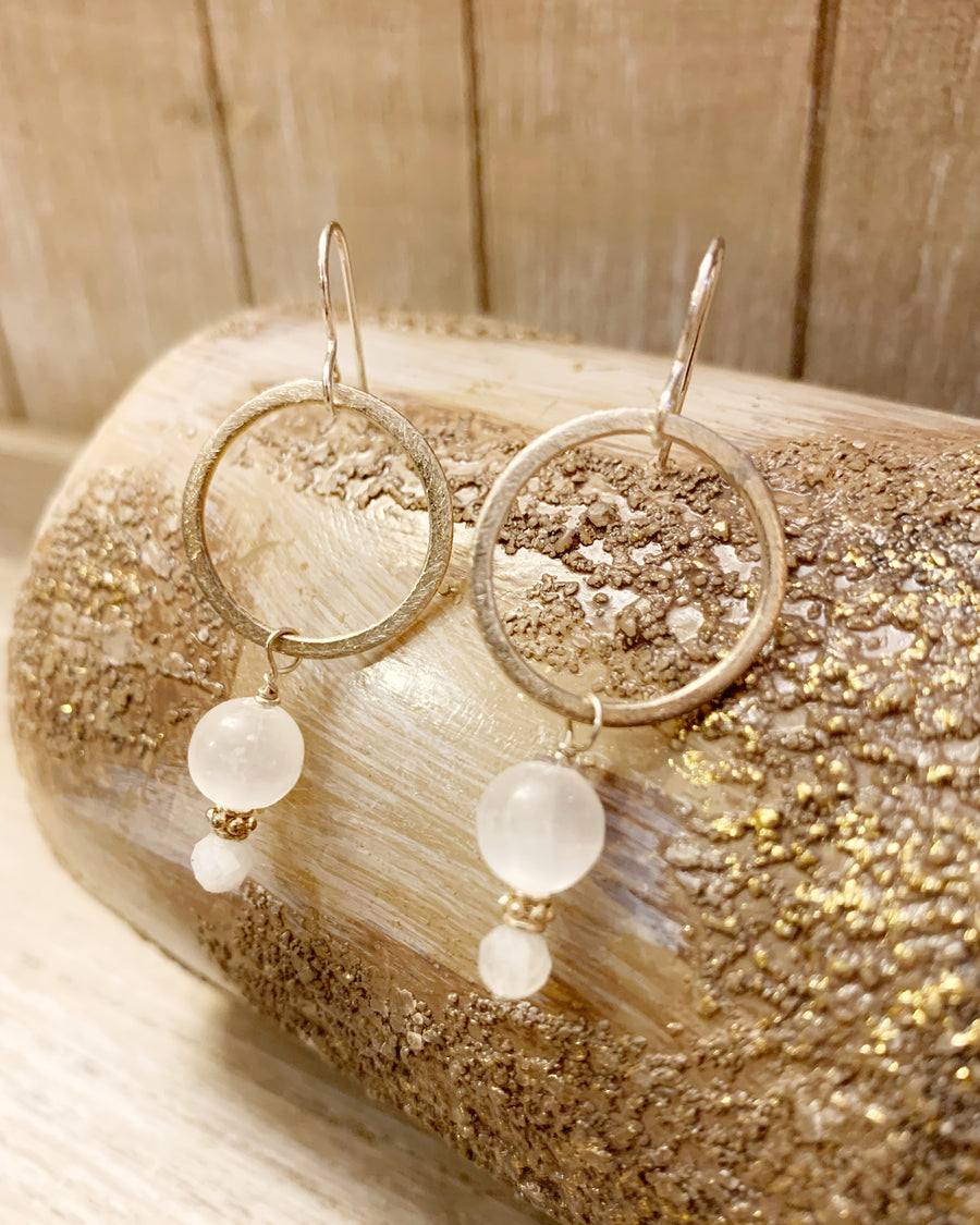 Moonstone and Selenite Earrings