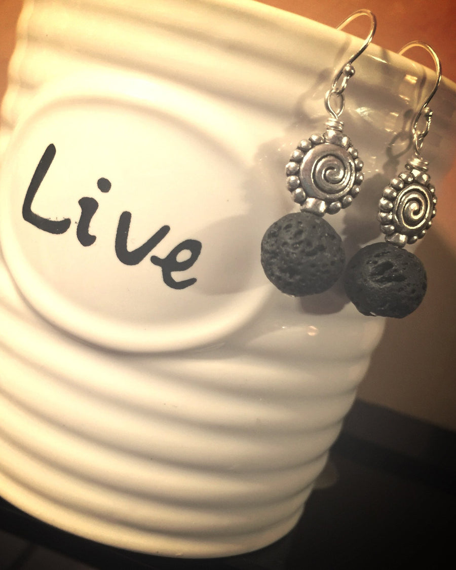 Lava Spiral Earrings (Essential Oil)