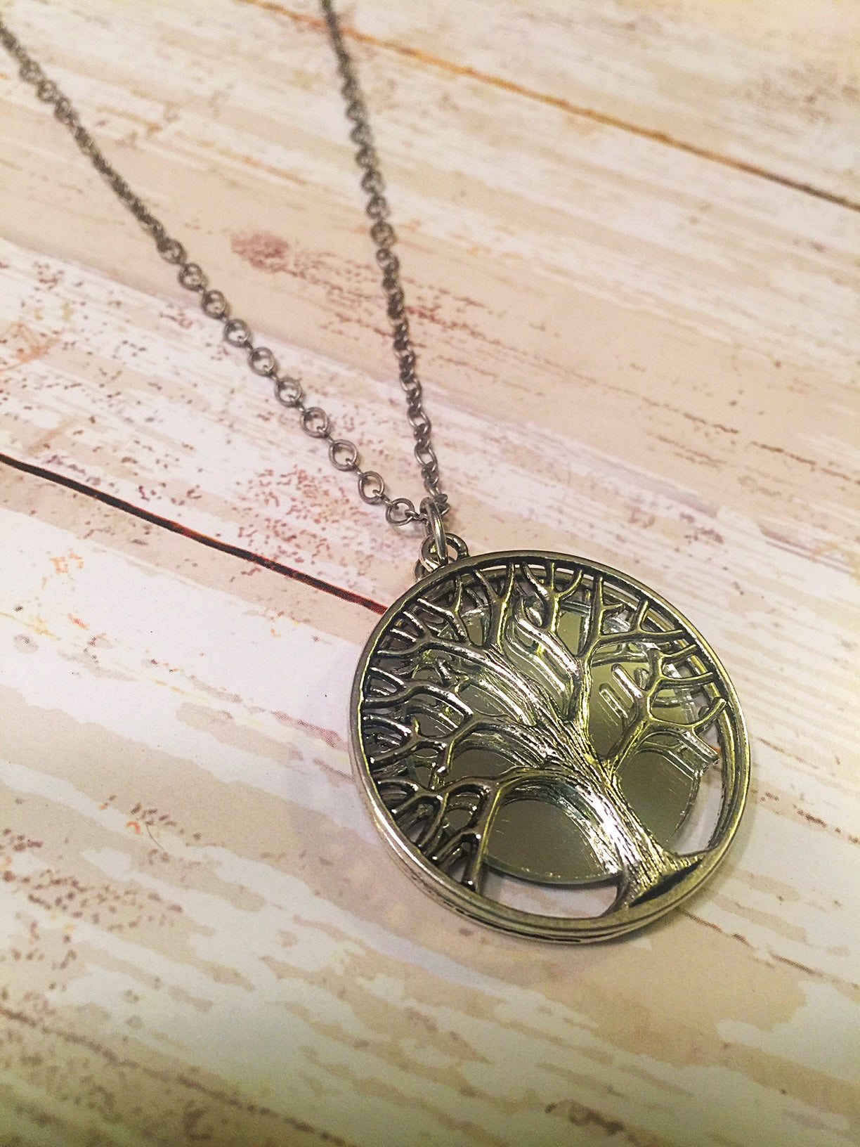 Silver Tree of Life Mirror Necklace