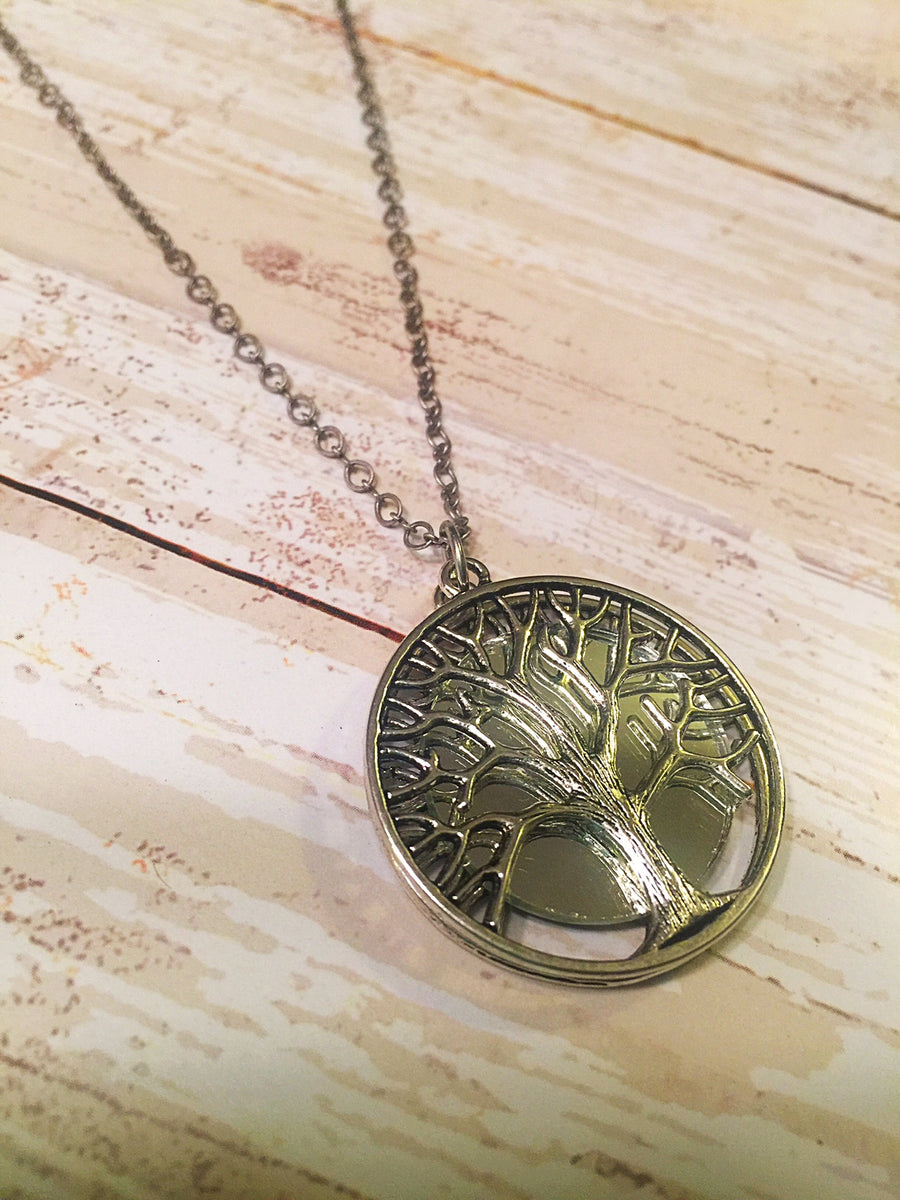 Silver Tree of Life Mirror Necklace