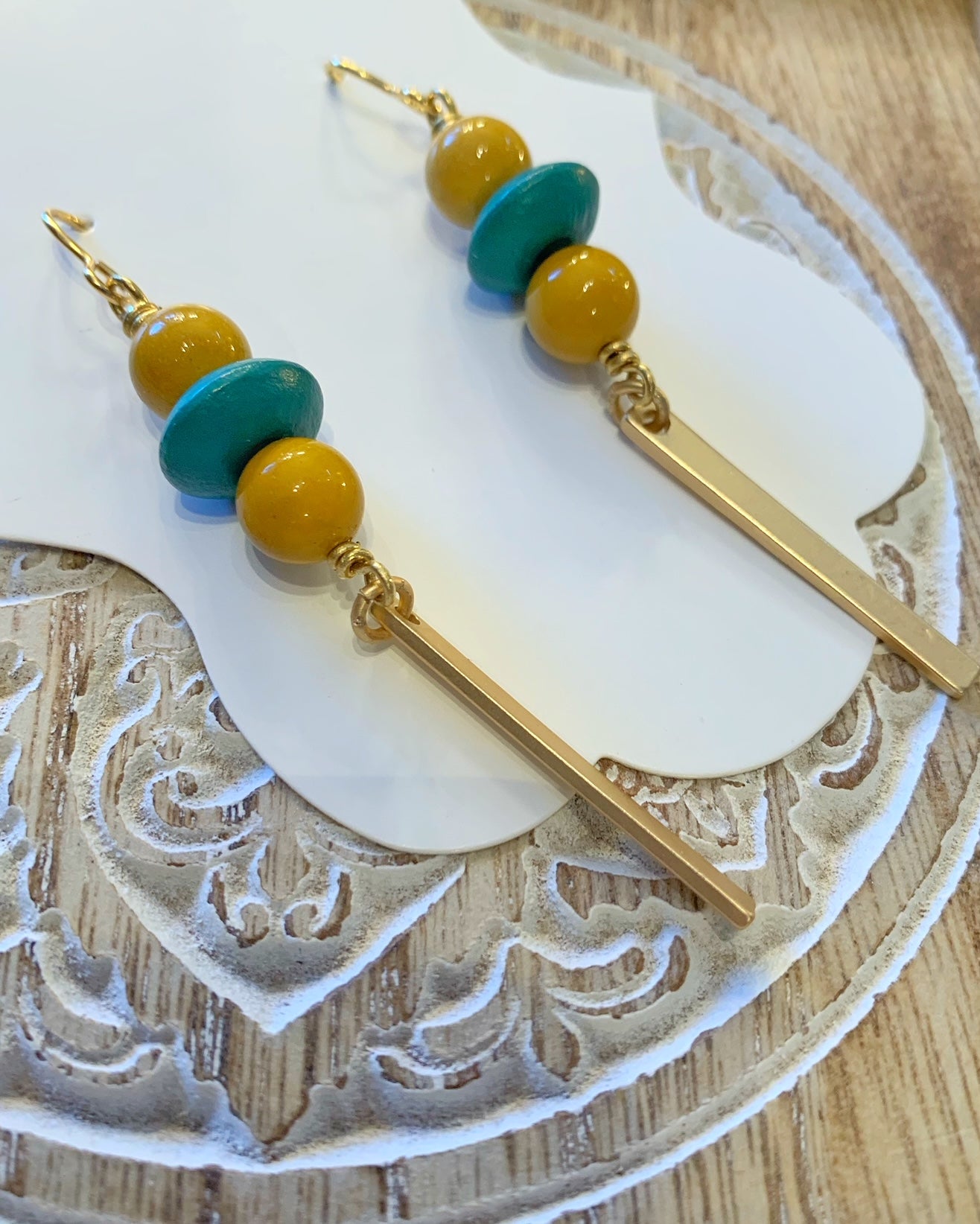 Mookaite and Wood Sunshine Earrings