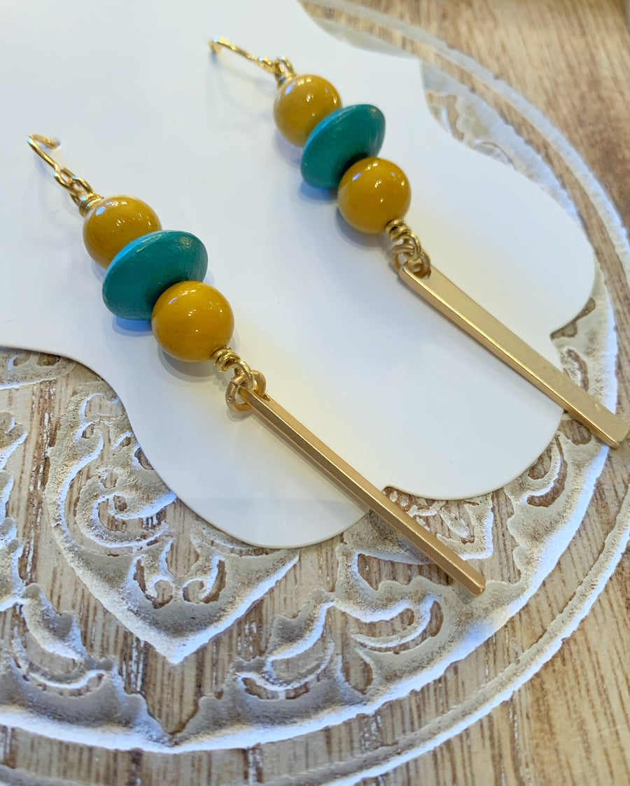 Mookaite and Wood Sunshine Earrings