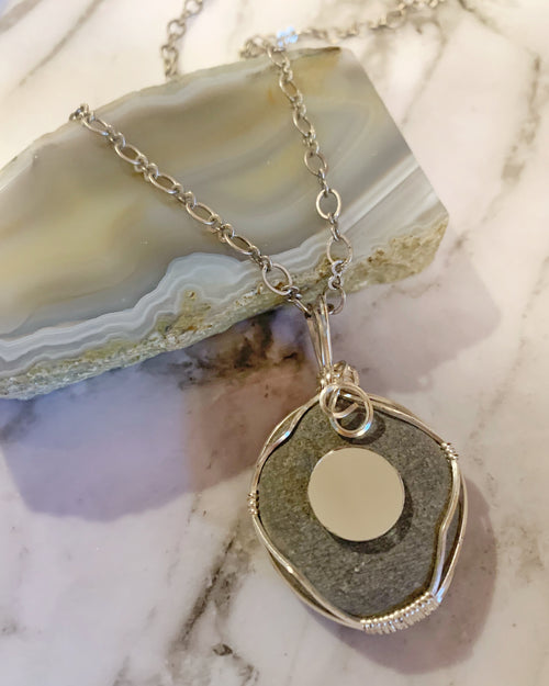 Wrapped Riverstone Mirror Necklace