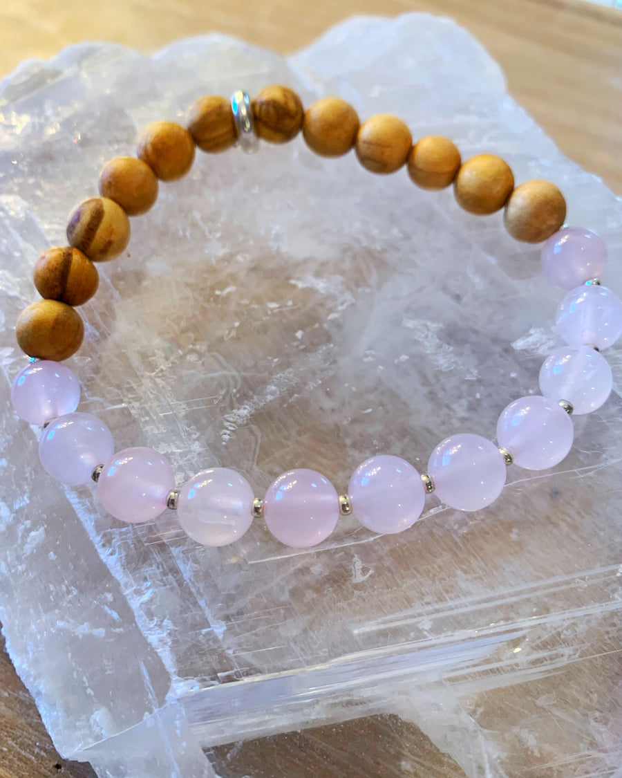 Rose Quartz and Palo Santo Bracelet