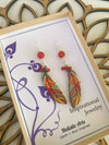 Carnelian and Wooden Feather Earrings