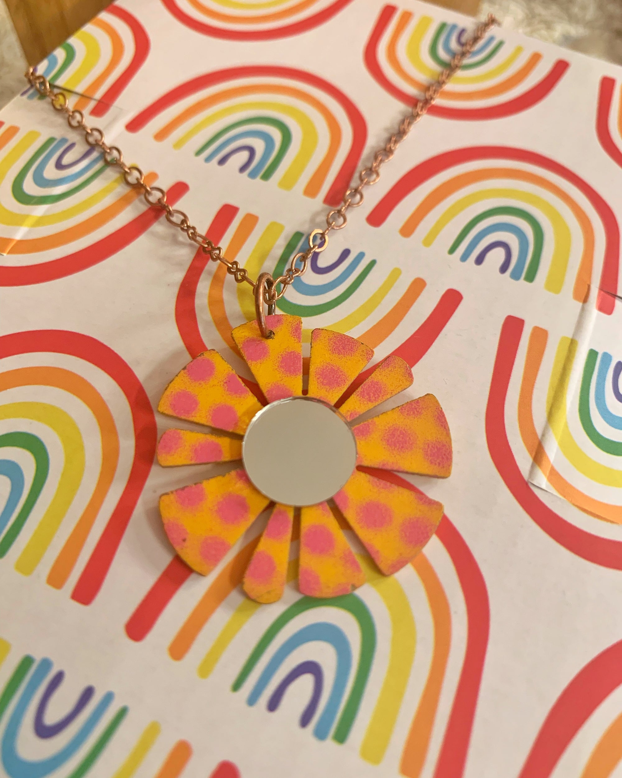Sherbet Flower Mirror Necklace