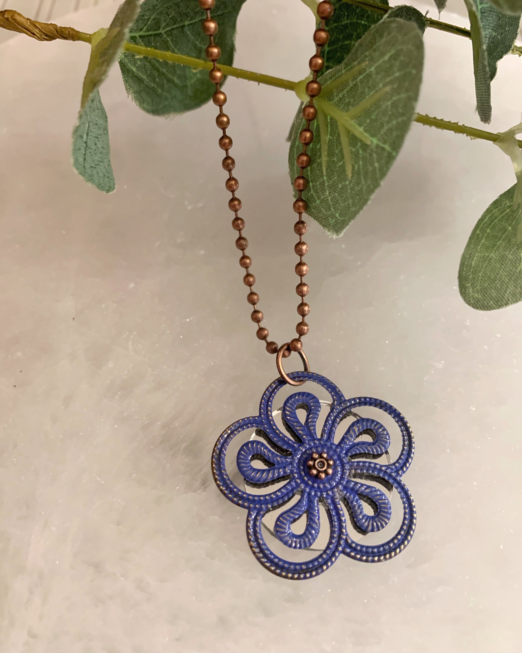 Painted Cobalt Mirror Necklace