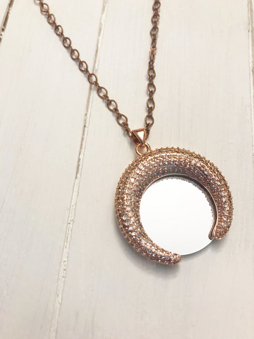 Crescent Copper Mirror Necklace