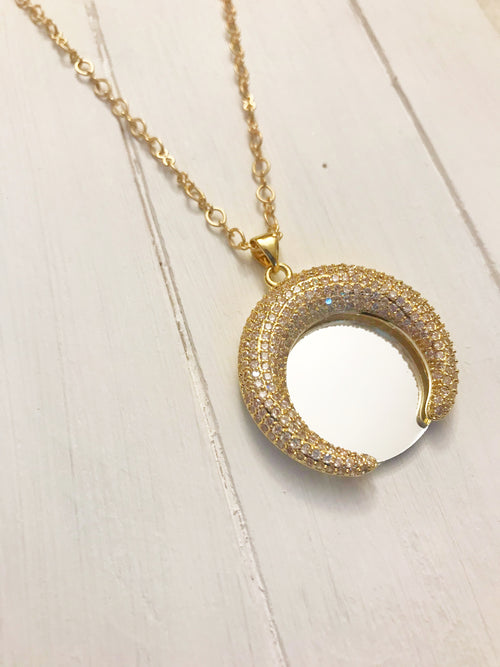 Crescent Gold Mirror Necklace
